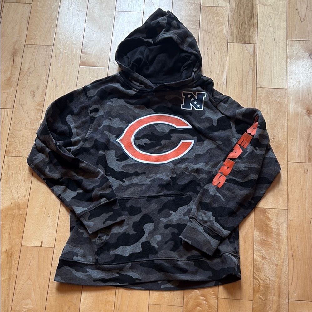 Camouflage Hoodie with Orange Logo